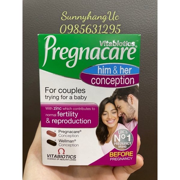 Viên uống (60v) tăng khả năng thụ thai cho nam nữ Pregnacare Him and Her Conception, UK