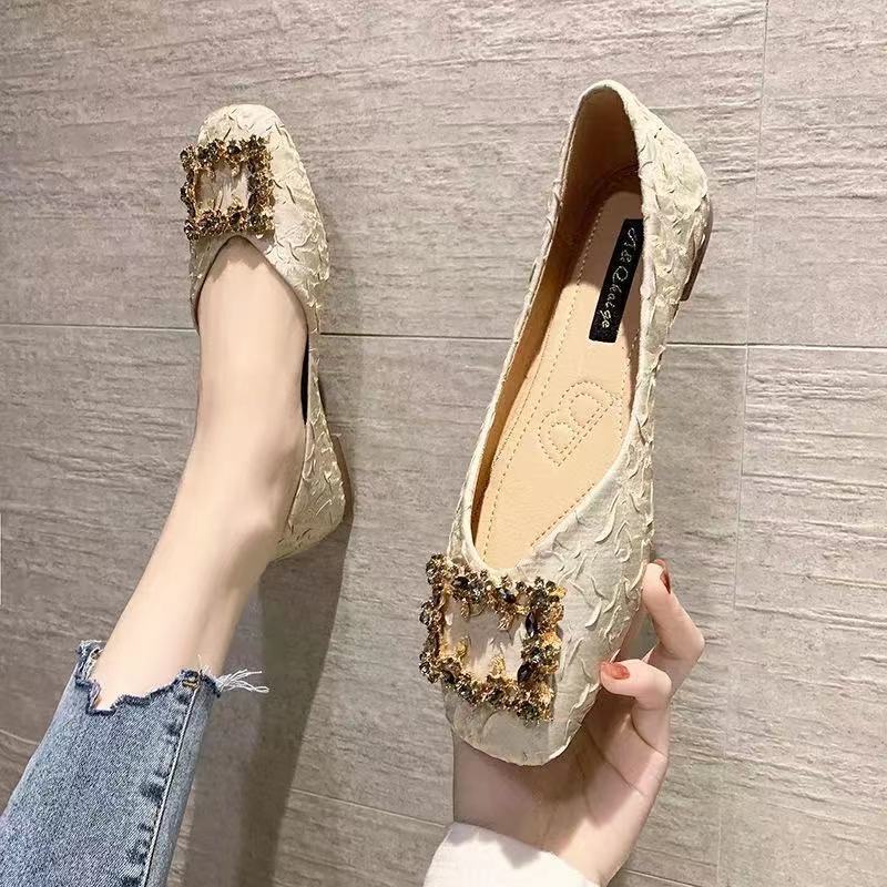 Giày Búp Bê Mũi Vuông Màu Đen Thời Trang Xuân Thu Dành Cho Nữ 2022