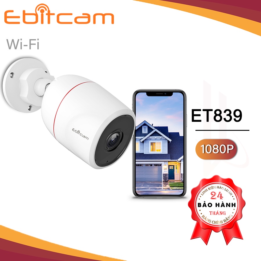 Camera Ip Wifi Ngoài Trời Ebitcam ET-839 - Độ Phân Giải 2MP - Đàm thoại 2 chiều - Mẫu Mới Nhất 2022- Hàng Chính Hãng