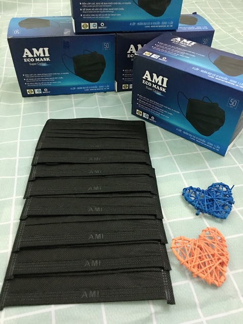 [SIÊU HOT - Màu đen cá tính] Hộp 50 cái khẩu trang y tế AMI 4 lớp đạt tiêu chuẩn ISO 9001/AMI ECO MASK Super Carbon | BigBuy360 - bigbuy360.vn