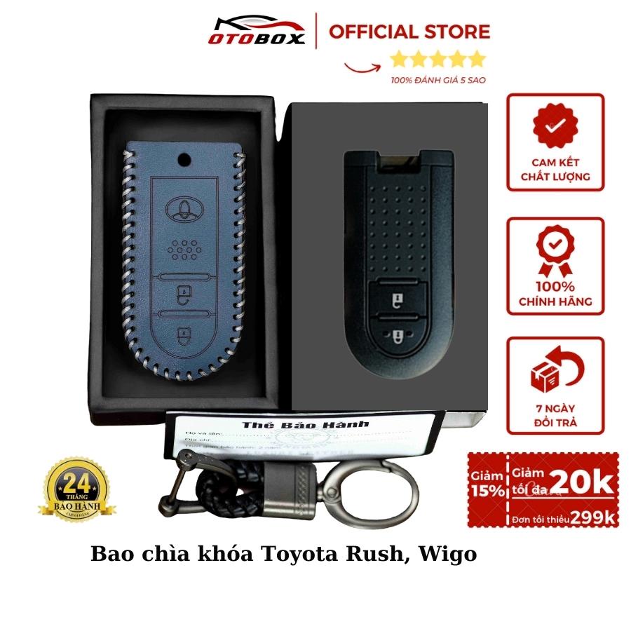 Bao da chìa khóa ô tô xe hơi Toyota rush wigo, bọc chìa khóa smartkey da thật chống xước chính hãng OTOBOX