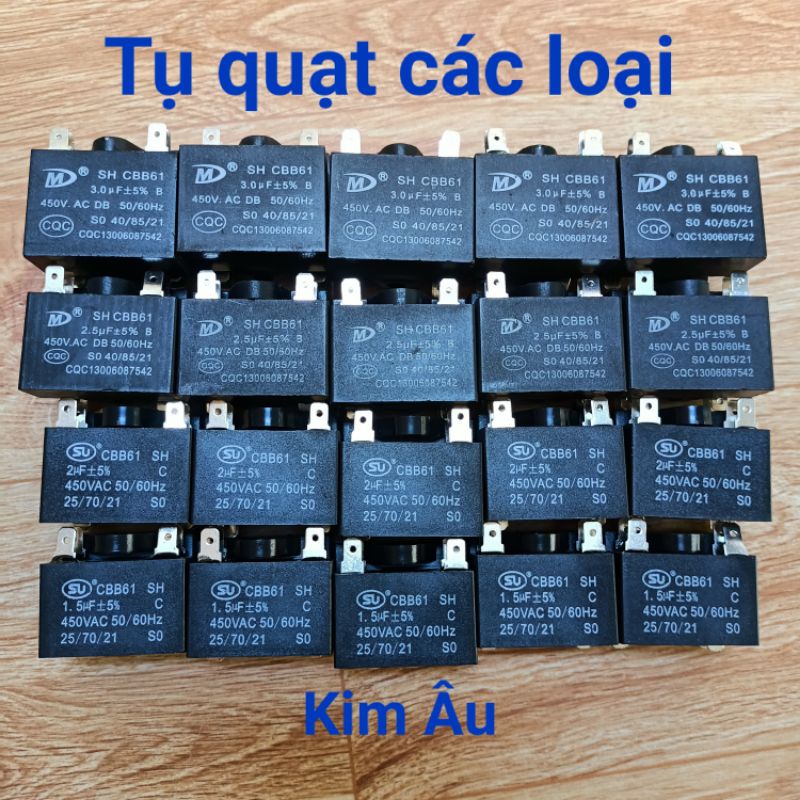 Tụ quạt vuông điện dung 1.0 1.2 1.5 2.0 2.5 3.0 3.5 4.0 5.0 6.0 7.0 8.0 uF cho quạt - máy bơm - quạt điều hòa