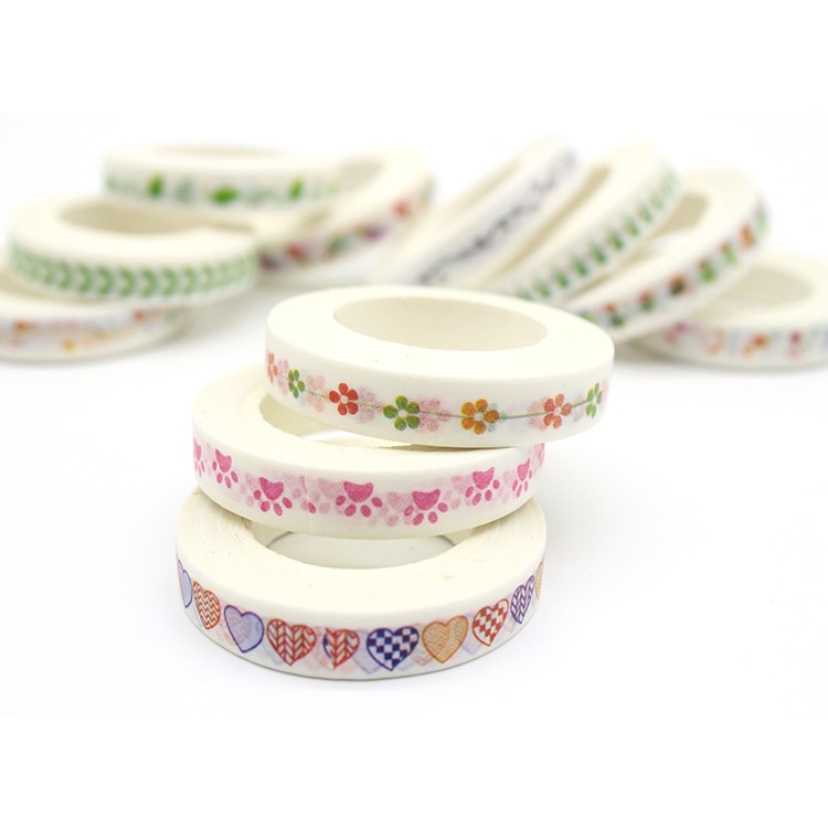 Washi tape - Băng dính washi 0.8cm x 10m WST001