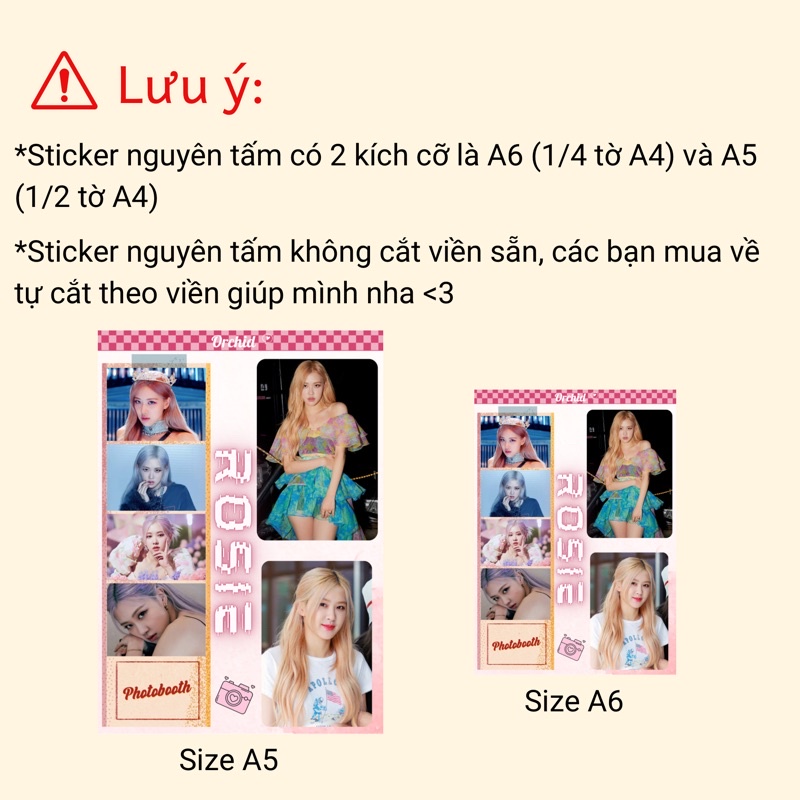Sticker, nhãn dán nhóm nhạc Blackpink Rosie,Lisa,Jennie,Jisoo