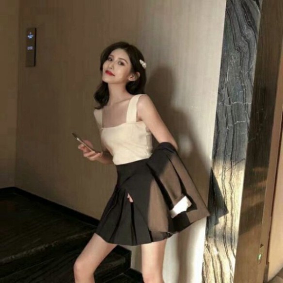 Áo hai dây bản to 3cm CRA032 vải thun gân nhiều màu