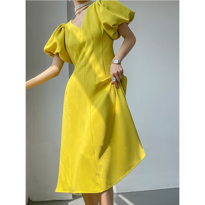 Đầm cổ tim SEFA tay bồng thời trang, thanh lịch đi tiệc đẹp xuất sắc SFV2221