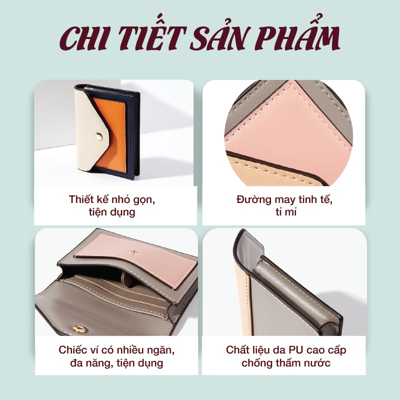 Ví ngắn nữ mini thời trang chính hãng TAILIAN nhỏ gọn dễ thương nhiều ngăn đựng tiền da cao cấp cực đẹp giá rẻ TM02