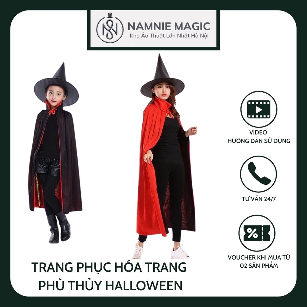 Bộ Áo Choàng Và Mũ Phù Thủy, Hai Lớp Hóa Trang Halloween,Trang Phục Ảo Thuật | BigBuy360 - bigbuy360.vn