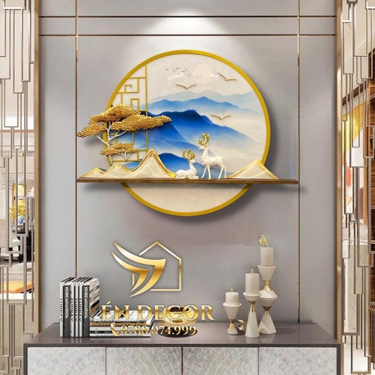 Tranh Phong Cảnh Treo Tường Đôi Hươu Nghệ Thuật, Tranh Sắt, Tranh Treo Tường Én Decor