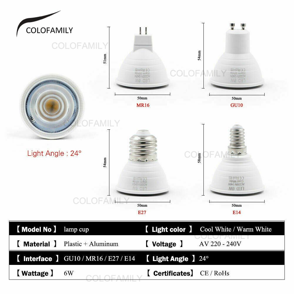Bóng Đèn LED 6W 6W MR16 E27 E14 Gu10 Đa Năng Tiện Dụng