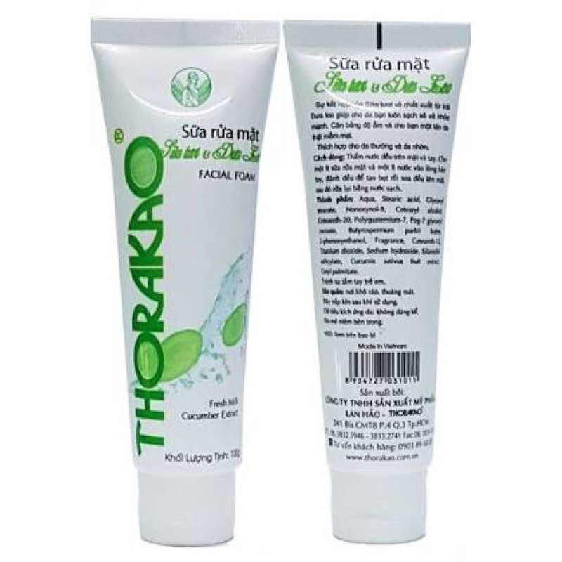 SỮA RỬA MẶT SỮA TƯƠI VÀ DƯA LEO THORAKAO 100g