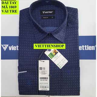 (1069 HVL) ÁO SƠ MI VIỆT TIẾN DÀI TAY VẢI TRE HOA VĂN