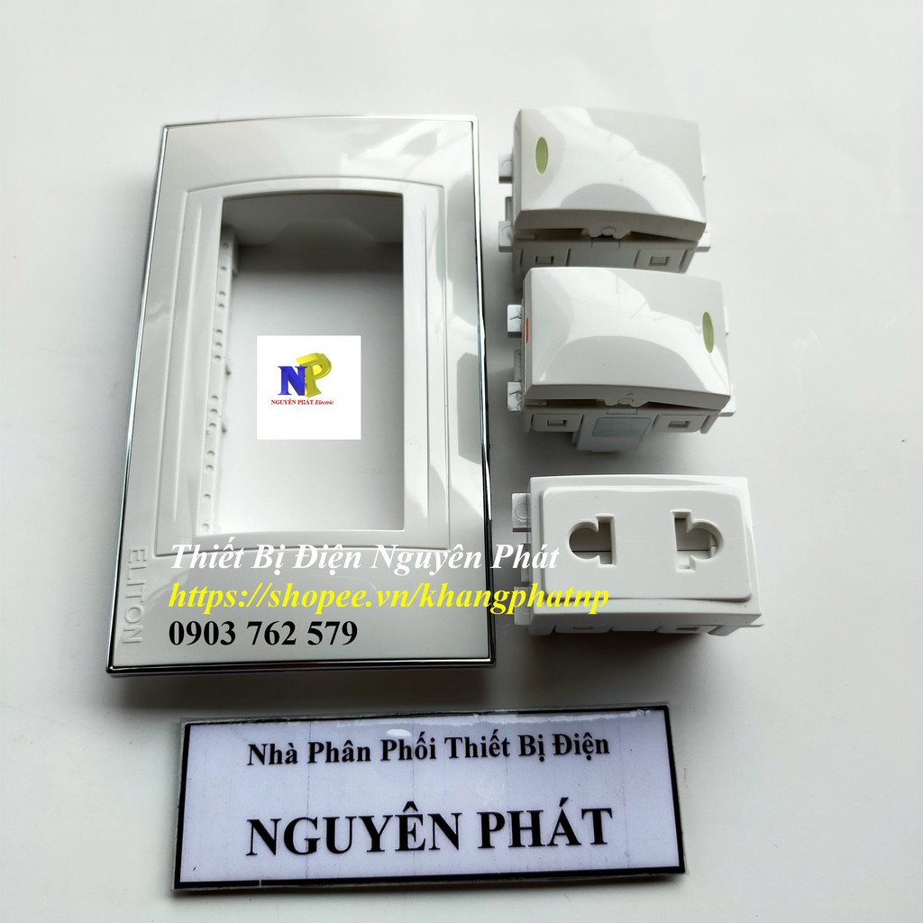 [ELITON] Mặt 3 Lổ X6 Viền Mạ Crom - Hàng Cao Cấp Có Kèm Ổ Cắm Công Tắc