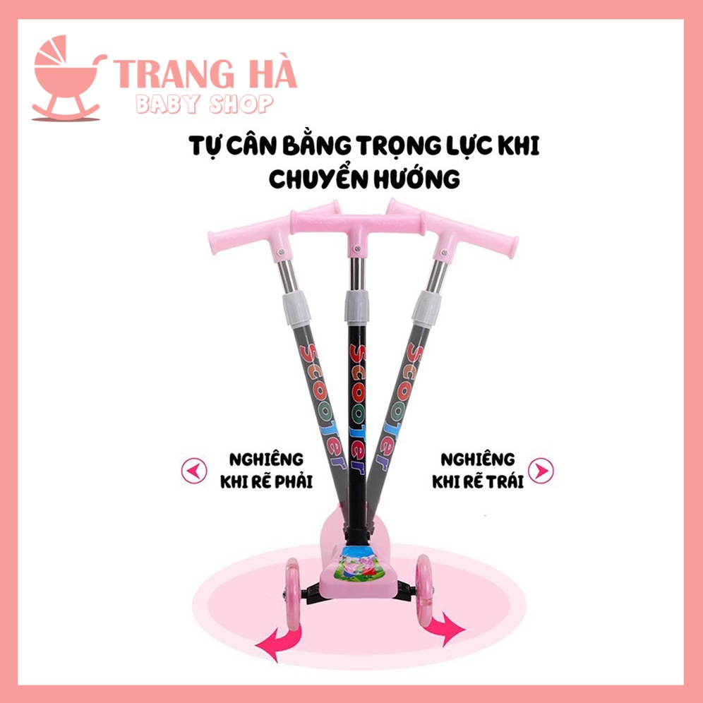 Xe Trượt Scooter Gấp Gọn 3 Bánh Xe Có Đèn Phát Sáng , Xe Chịu Lực Cho Bé 2-14 Tuổi