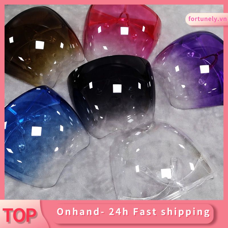 Ready to ship 2021NEW children's face mask HD Real anti-fog PC lens fashion one-piece oversized lens glasses transparent mask for Kids fortunely.vn
