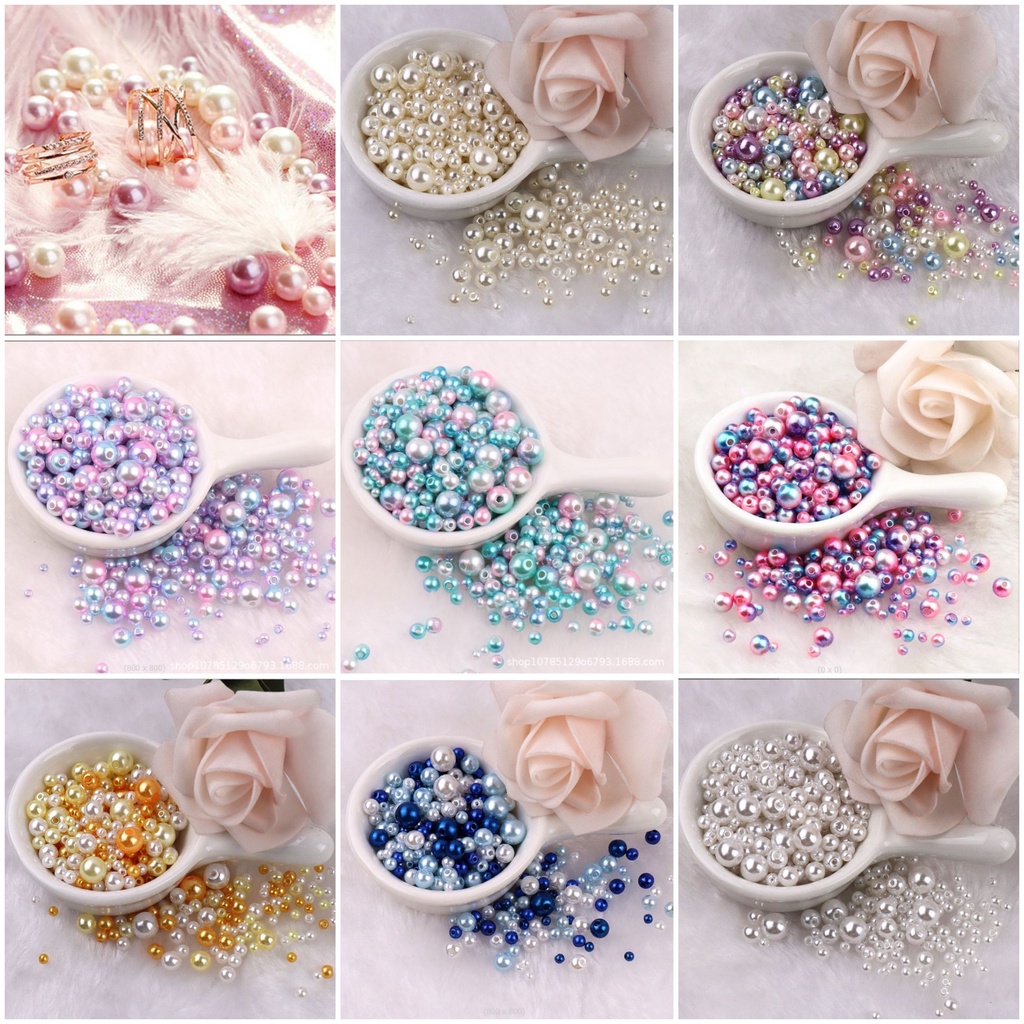 (SET 150 HẠT MIX SIZE) HẠT NGỌC TRAI GIẢ phụ kiện trang trí chụp ảnh sang trọng , hạt cườm cầu vồng làm đồ handmade