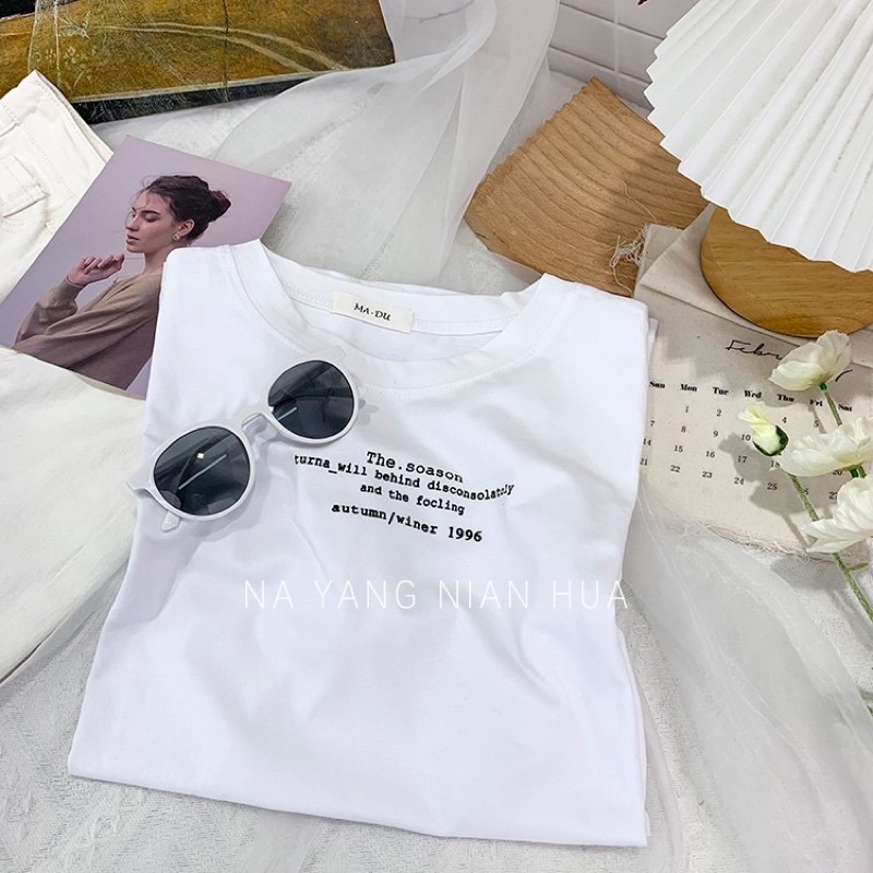 Áo phông 3158, áo thun tay lỡ form rộng chất cotton in chữ son