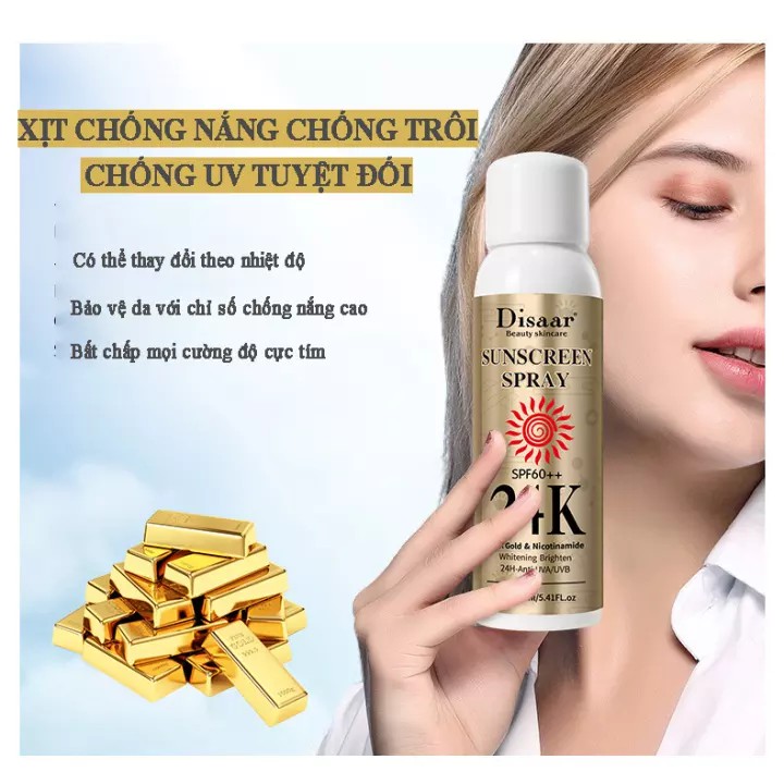 Xịt Chống Nắng Chống Trôi Chống UV Tuyệt Đối Bảo Vệ Da Suốt 24H