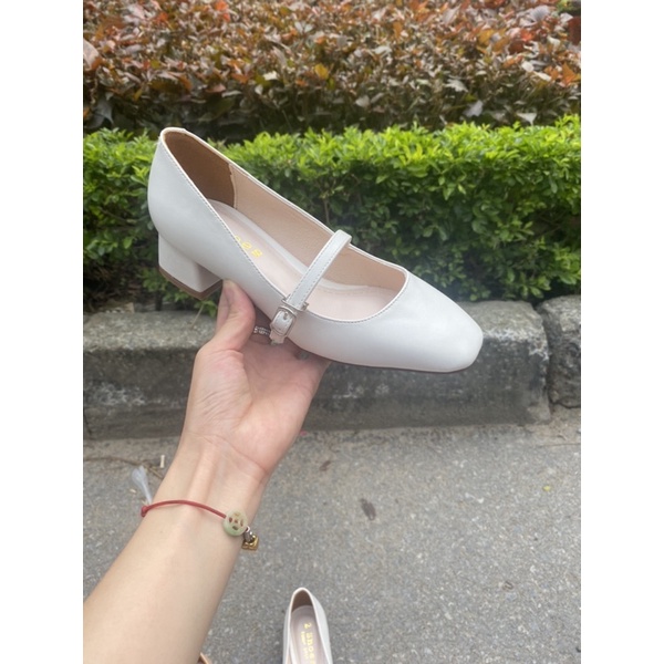 Giày cao gót 3 phân đế vuông  tiểu thư  quai ngang kiểu dáng Mary Janes phong cách Hàn Quốc Ann _A1004QN