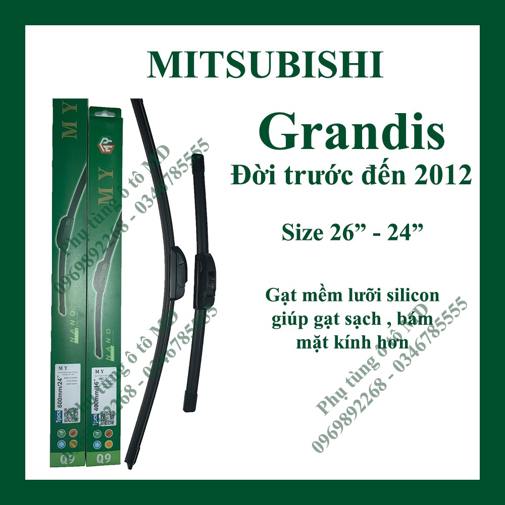 Bộ gạt mưa Mitsubishi Grandis các đời và các dòng xe khác của Mitsubishi: Jolie, Lancer, Mirage, Outlander, Pajero