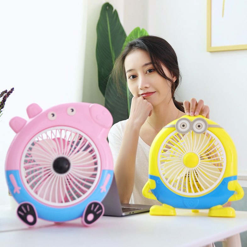 Quạt Để Bàn Hình Thú Dễ Thương - Quạt Điện Nhỏ Để Bàn Văn Phòng, Giường Cho Bé, 2 Tốc Độ Gió,20W, KT 29x29x13