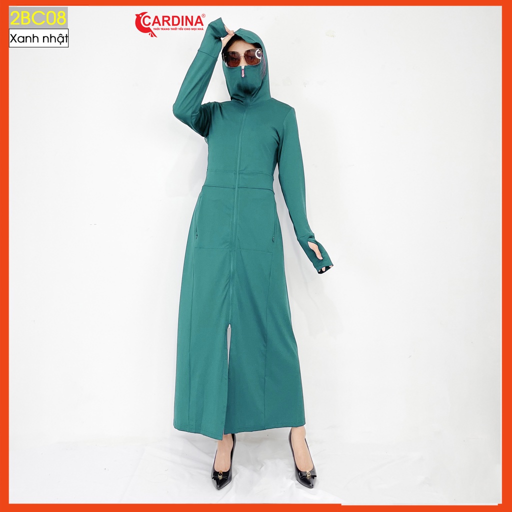 Áo chống nắng nữ CARDINA 2 lớp dáng dài liền thân chất thun lạnh Nhật cao cấp chống tia uv lưới thoáng khí 1BC