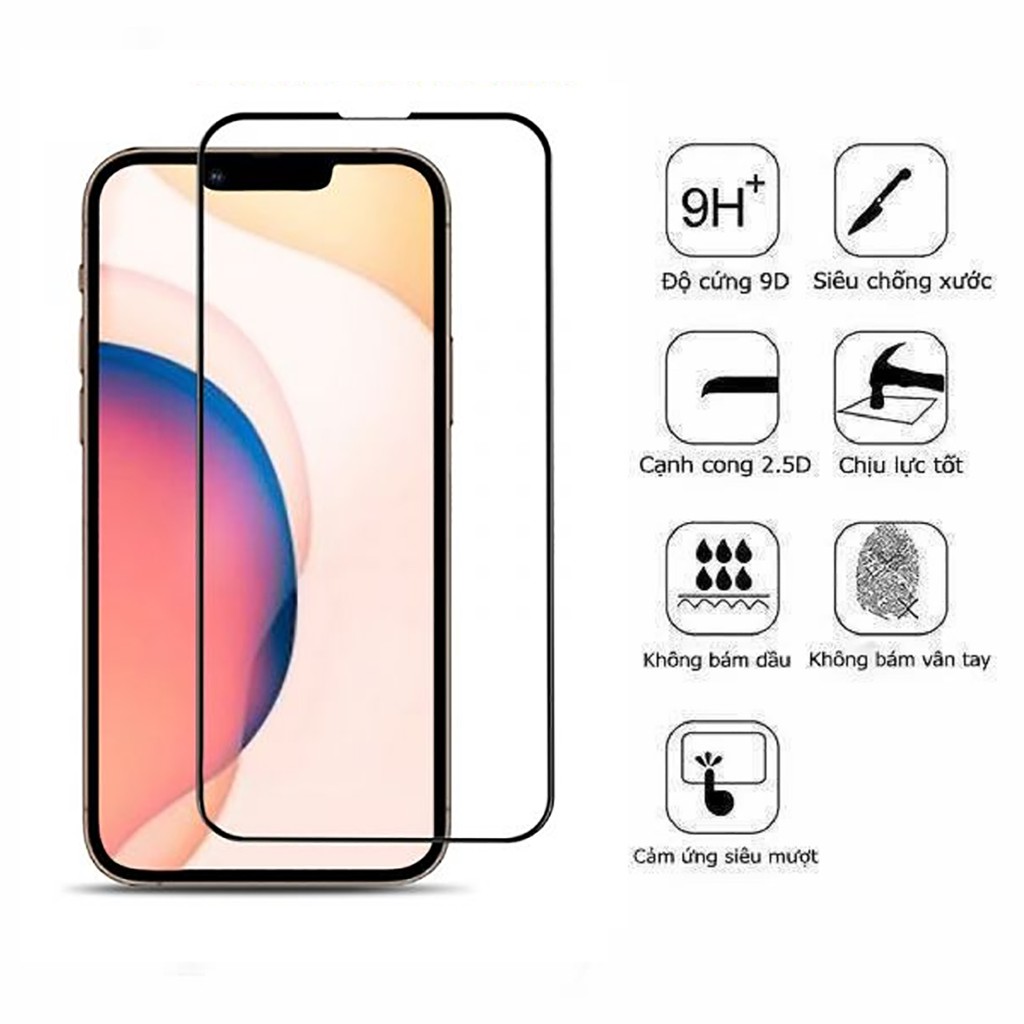 💎Cao Cấp Có 13Pro Max💎Kính Cường Lực Full Chống Bám Vân Tay Hoco G5 Cho IPhone Chính Hãng 6 6s 7 8 Plus X Xr Xs 11 12