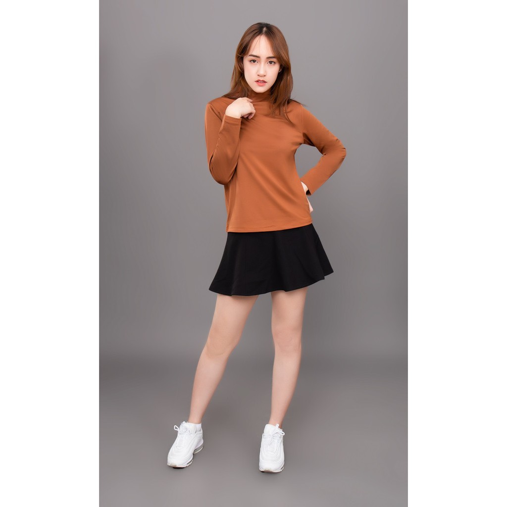 Áo thun nỉ tay dài cổ lọ - Thun co giãn ôm sát giữ nhiệt nữ HOT cho cô nàng
