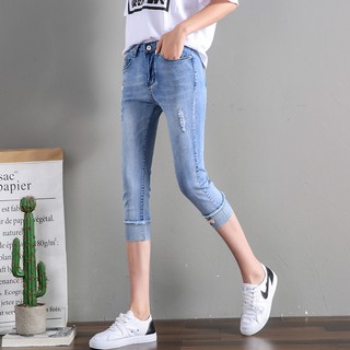 Quần jean lửng thêu hoa LS_QL008