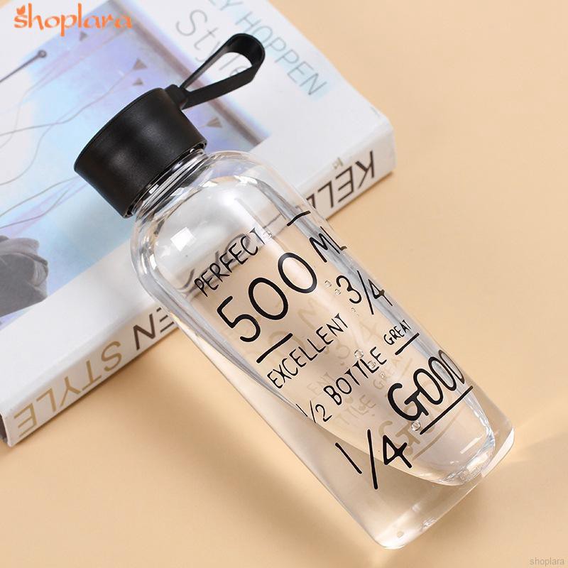 Letter Printed Clear Plastic Sports Water Bottle Handle Lid BPA Free 550ML