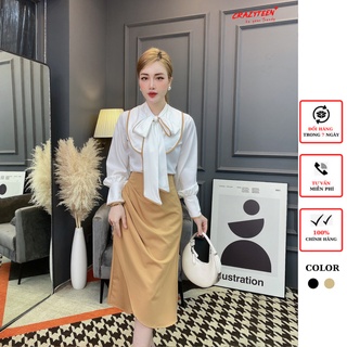 Set đồ 2 món nữ crazyteen áo sơ mi phối nơ chân váy bút chì s0775--