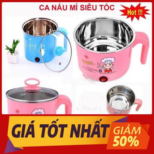 Nồi nấu mì màu 1,6 lít - Ca nấu lẩu, nấu mì mini - Đa năng, siêu tốc