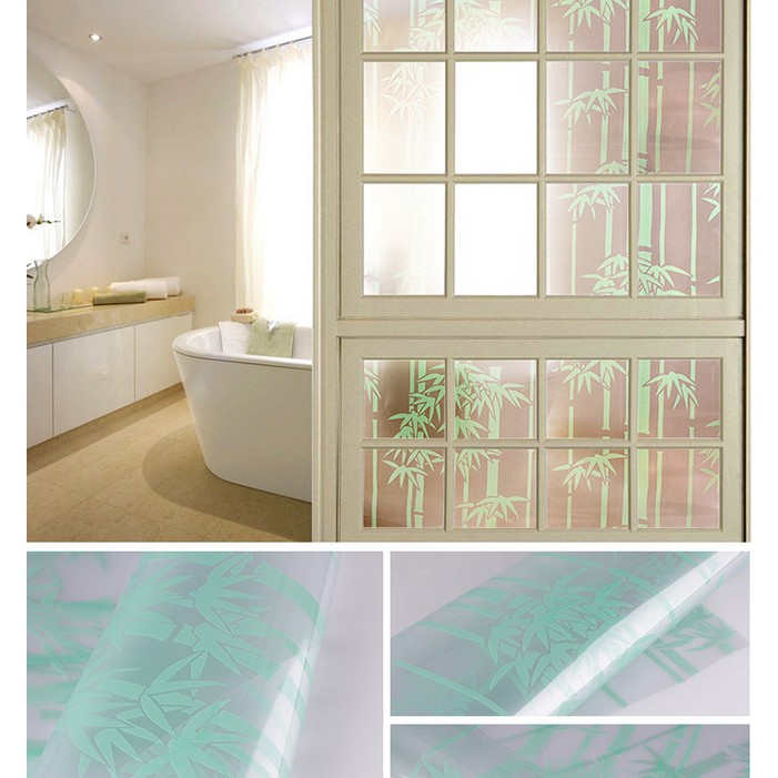 Decal giấy dán kính trúc xanh khổ rộng 0.45m