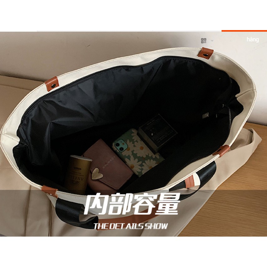D50 Túi xách bản to chất vải in chữ trẻ trung