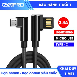 Dây sạc nhanh 2.4A dài 1 mét bọc dù Khai Duy CD001 (,Micro USB,Type C)