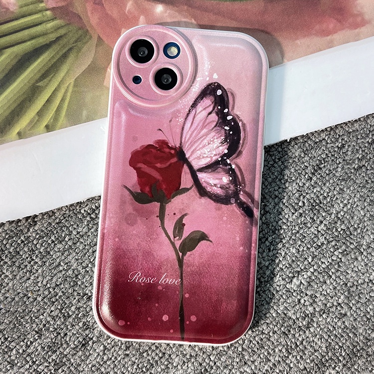 Ốp Điện Thoại Silicon In Hình Hoa Hồng Phong Cách Retro Cho Apple Iphone 12 13Pro max 11 8p xs xr