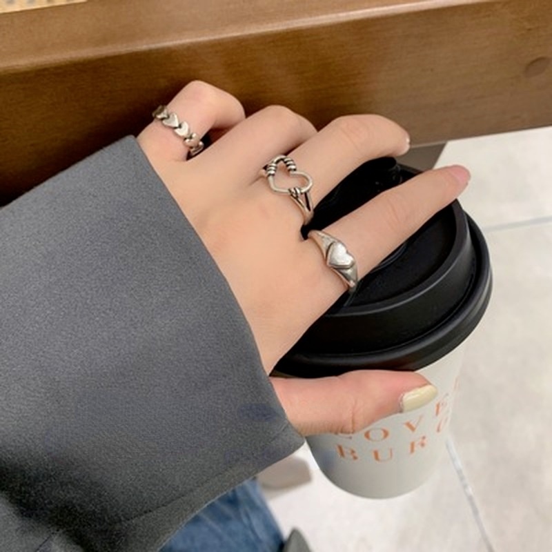 Set 3 Nhẫn Kim Loại Thời Trang Cho Nữ