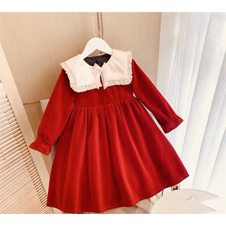 Váy nhung đỏ diện Noel cho bạn lớn 15-35kg XHN822