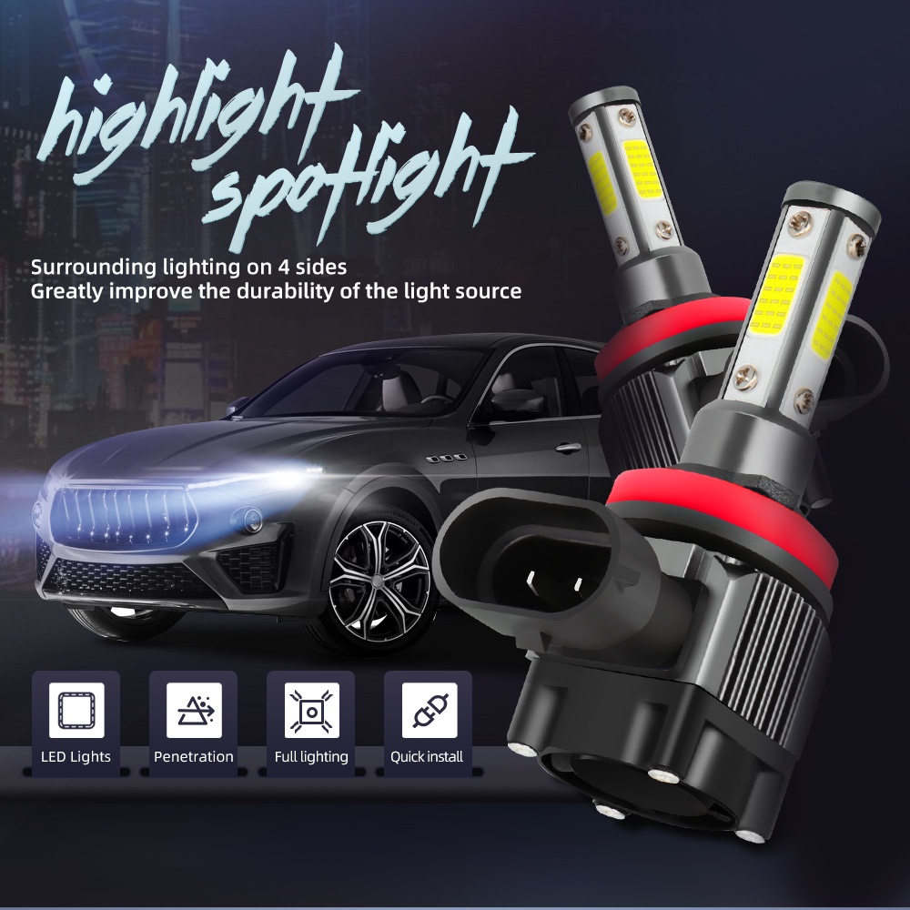 Set 2 Bóng Đèn Pha Led H4 H7 H11 H8 H9 9005 HB3 9006 HB4 6000K IP68 Siêu Sáng Dành Cho Ô Tô