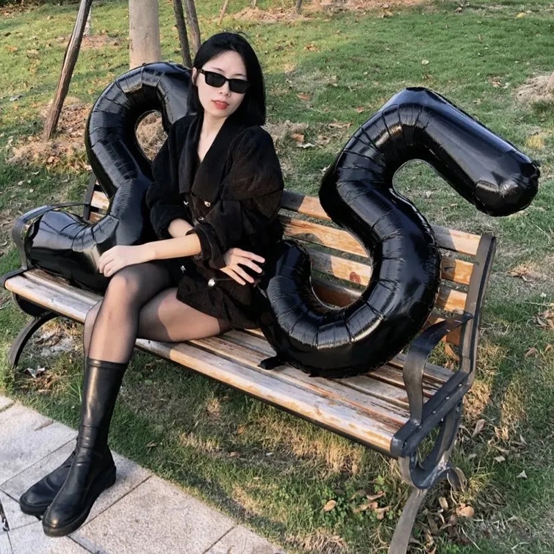 Bong Bóng Hình Số Màu Đen 32 Inch Dùng Để Trang Trí Tiệc Sinh Nhật