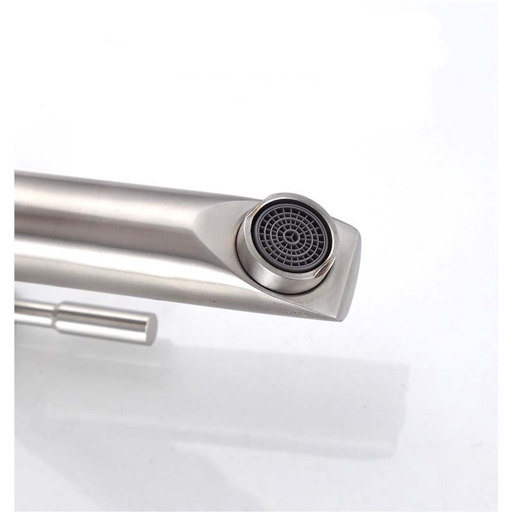 Vòi chậu rửa mặt, Vòi Lavabo ống điếu INOX mờ cao cấp, sử dụng 2 đường nước nóng lạnh  -  QM.VR019B1