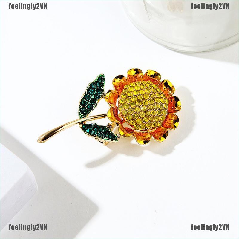 ❤Mặt Trời❤ Huy Hiệu Cài Áo Hình Hoa Hướng Dương Đính Đá Xinh Xắn