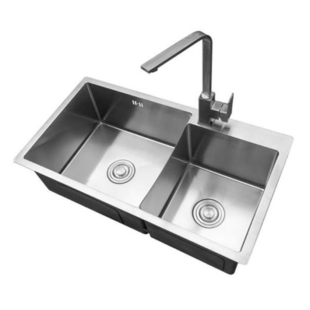 Chậu rửa chén bát Inox thiết kế 2 hố lệch