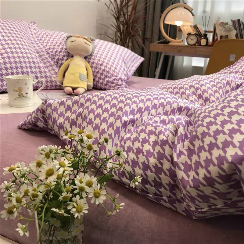 set chăn ga gối Cotton Poly Bo Decor ke timvỏ chăn mền, drap giường và 2 vỏ gối
