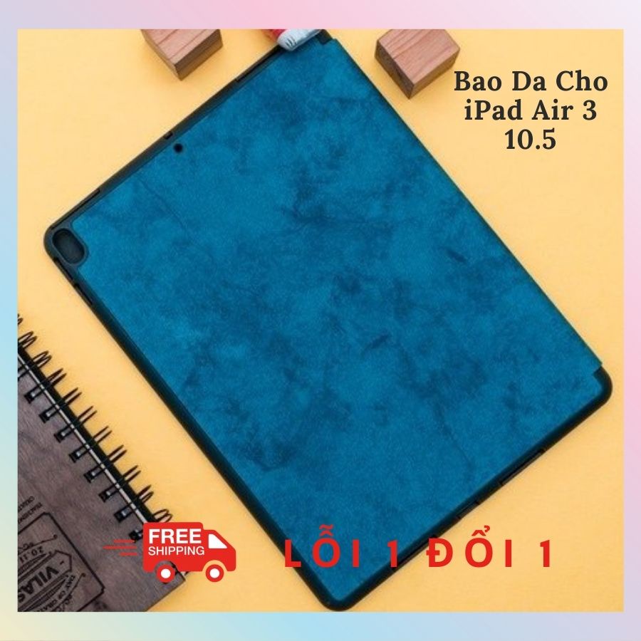 Bao Da Nắp Gập Nhựa Cứng Viền Dẻo Cho iPad Air 3 10.5 Pen Slot Leather Case Meetu Chống Trầy Xước