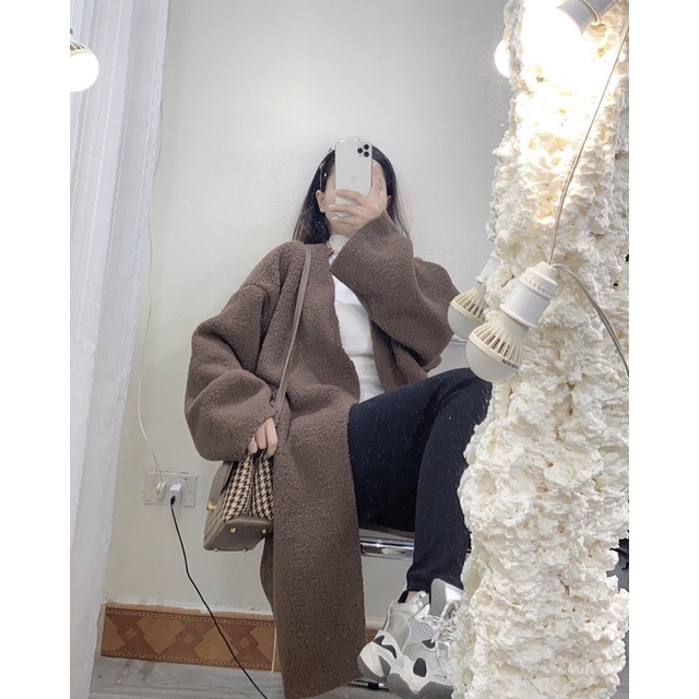 Ảnh thật) Áo khoác lông cừu dáng dài | BigBuy360 - bigbuy360.vn