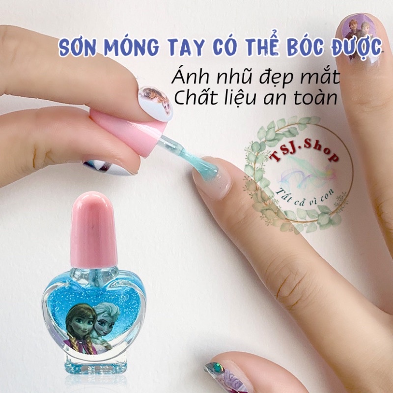 Bộ sơn móng tay làm nail cho bé hoạ tiết hoạt hình Disney công chúa Elsa