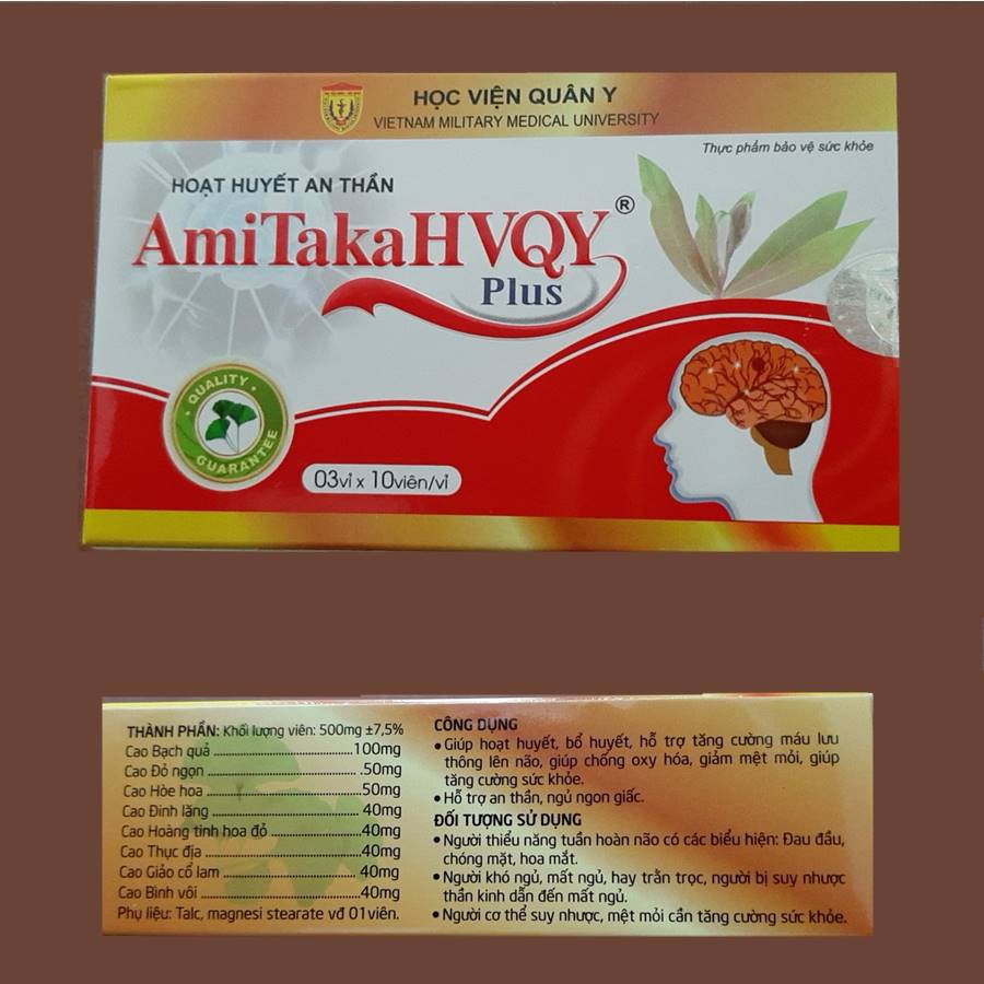 Combo 8 Hoạt Huyết An Thần Amitaka Plus Hvqy Hộp 30 viên