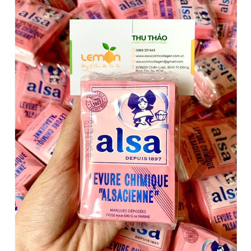 Bột nổi bột nở Alsa hàng Pháp, lốc 8 gói - Baking powder Alsa - Date xa