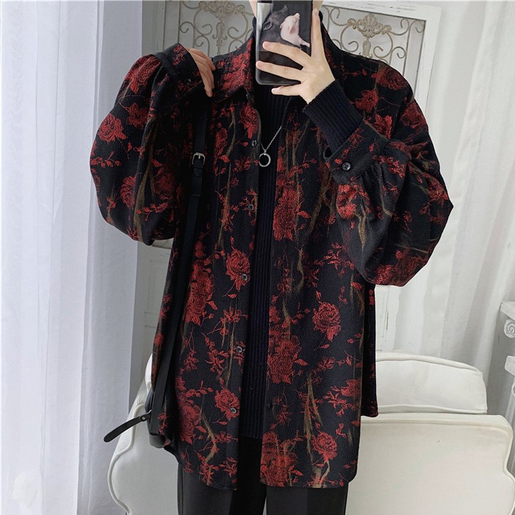Áo sơ mi tay dài nam họa tiết Retro thời trang cá tính dành cho  Hàn Quốc Simple Fashion áo sơ mi nam dài tay lụa bông bigsize áo nam đẹp
